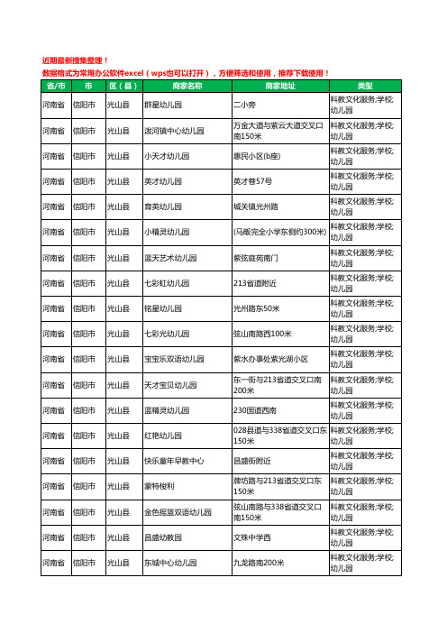 2020新版河南省信阳市光山县幼儿园工商企业公司商家名录名单黄页联系方式电话大全114家