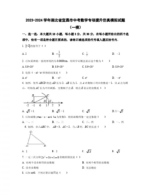 【中考数学】2023-2024学年湖北省宜昌市质量检测仿真模拟试卷2套(含解析)