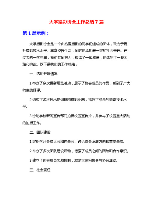 大学摄影协会工作总结7篇