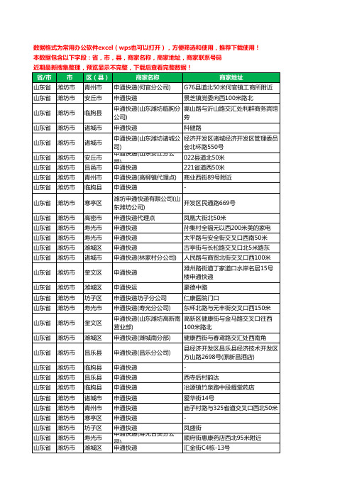 新版山东省潍坊市申通快递工商企业公司名录名单黄页大全74家