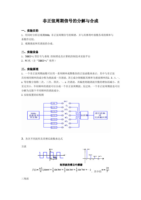 信号系统非正弦周期信号的分解与合成实验报告