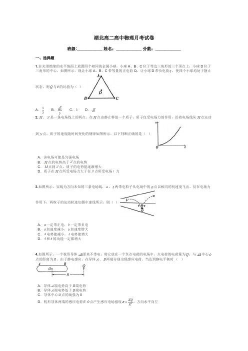 湖北高二高中物理月考试卷带答案解析
