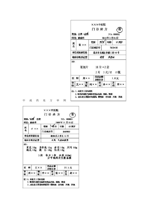 中药处方格式及书写规范