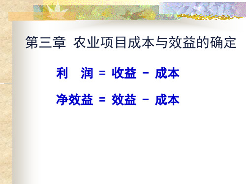 项目投资管理第三章 农业项目成本与效益的确定