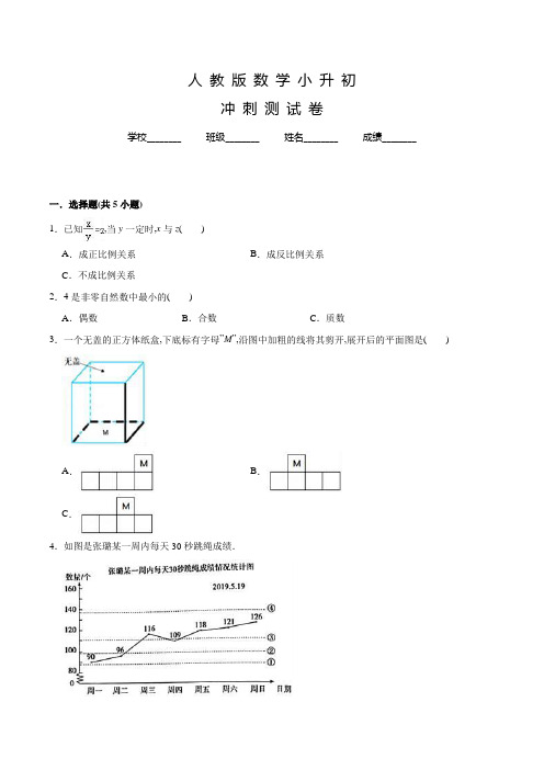 人教版六年级下学期数学小升初冲刺模拟卷含答案