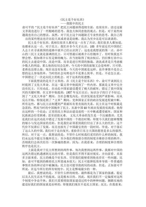 民主是个好东西——我眼中的民主