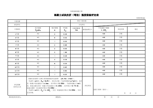 混凝土试块抗折(弯拉)强度检验评定表范文