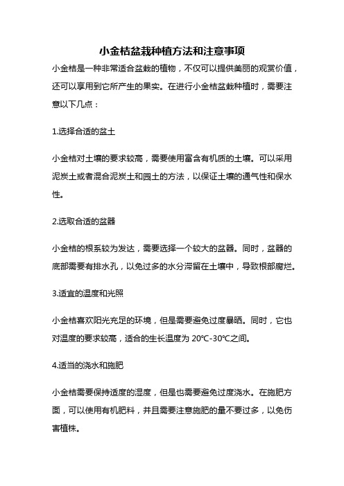 小金桔盆栽种植方法和注意事项