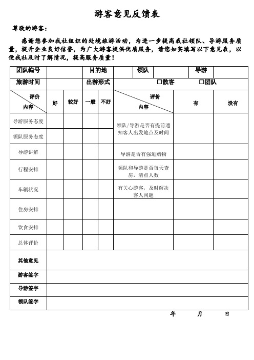 游客意见表-领队新