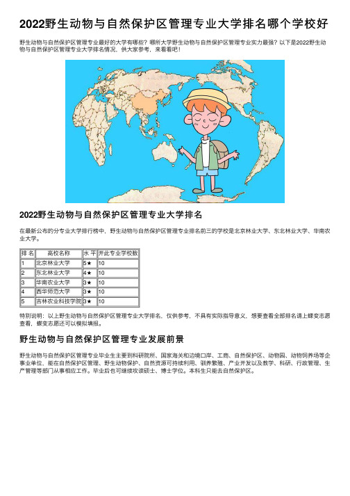 2022野生动物与自然保护区管理专业大学排名哪个学校好