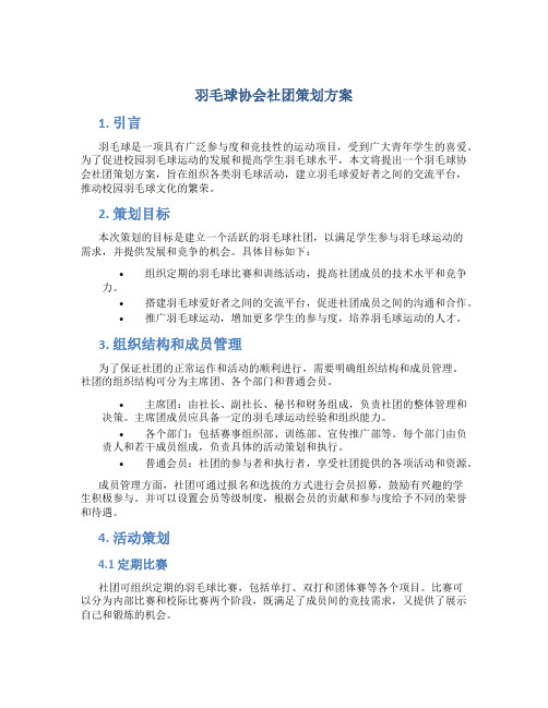 羽毛球协会社团策划方案