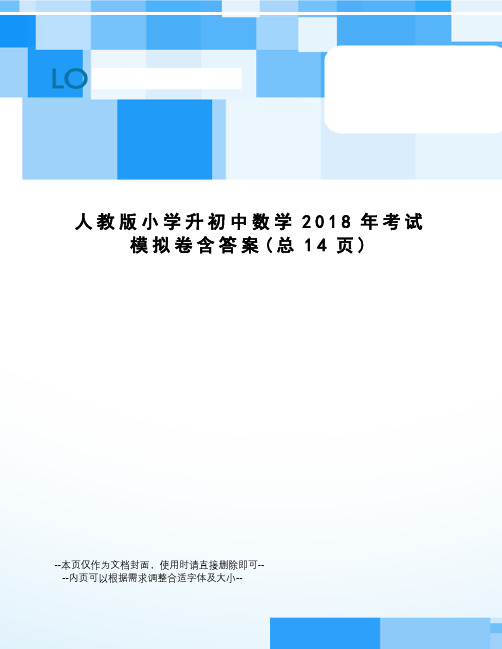 人教版小学升初中数学2018年考试模拟卷含答案