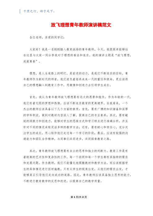 放飞理想青年教师演讲稿范文