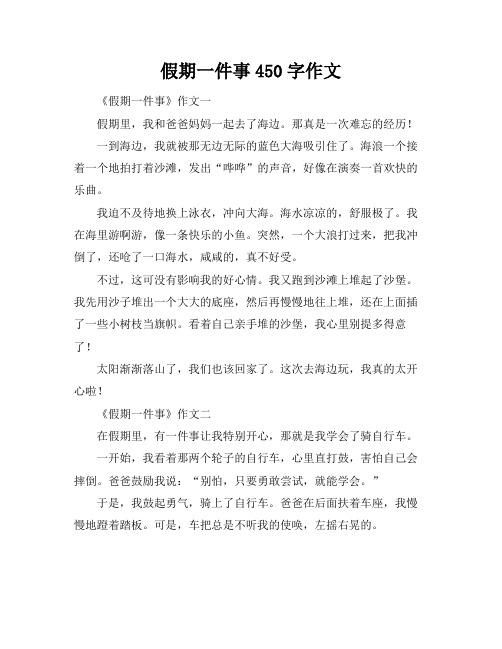 假期一件事450字作文