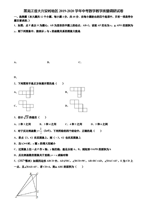 黑龙江省大兴安岭地区2019-2020学年中考数学教学质量调研试卷含解析