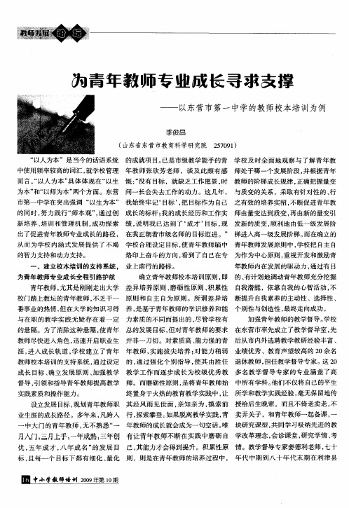 为青年教师专业成长寻求支撑——以东营市第一中学的教师校本培训为例