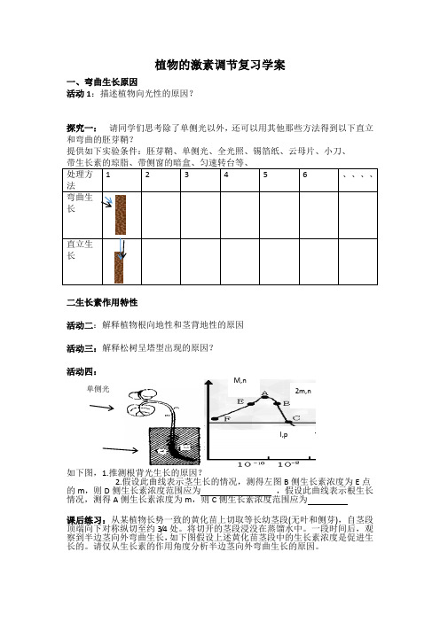 高中生物植物激素调节复习课教案