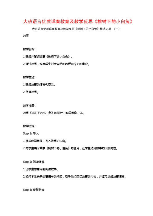 大班语言优质详案教案及教学反思《桃树下的小白兔》2篇