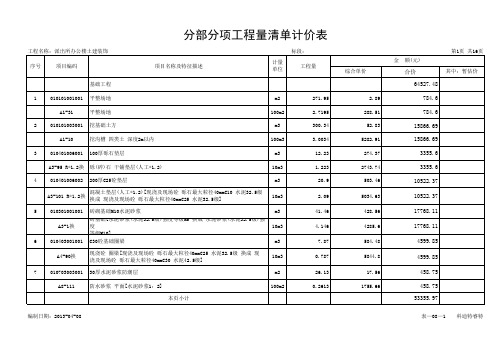 分部分项工程量清单计价表(带子目)