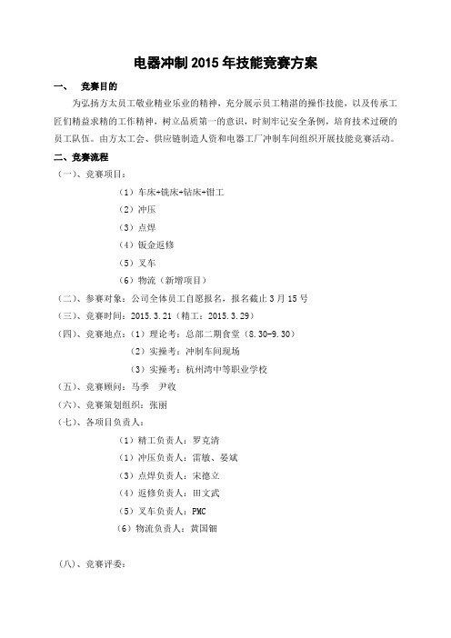 2015年电器冲制技能竞赛方案书