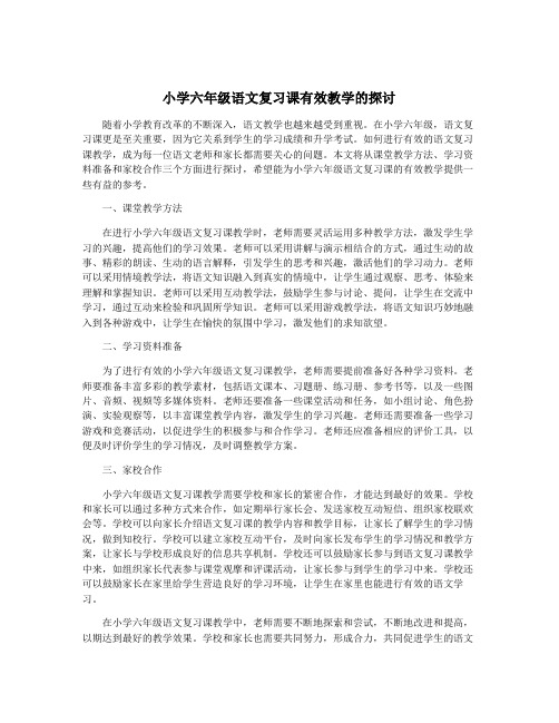 小学六年级语文复习课有效教学的探讨