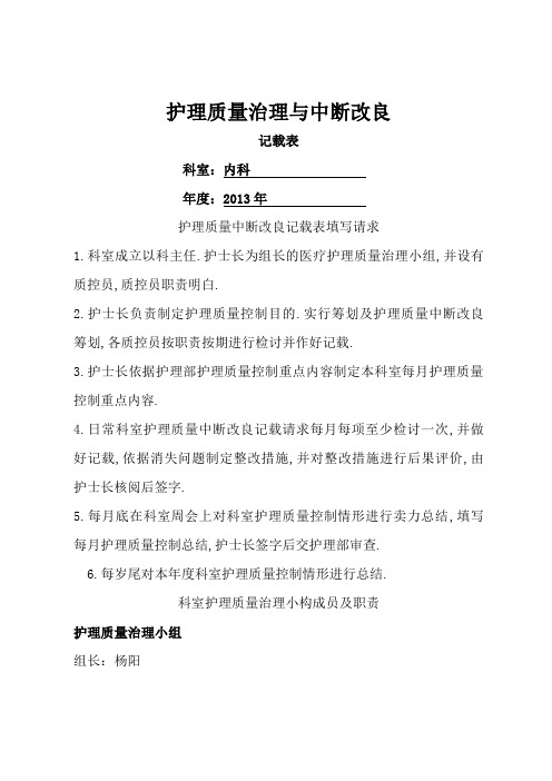 护理质量管理与持续改进记录表