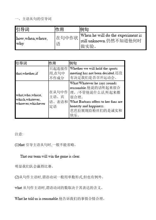 人教版选修一 第一册语法 主语从句