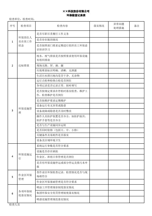 环保检查记录表