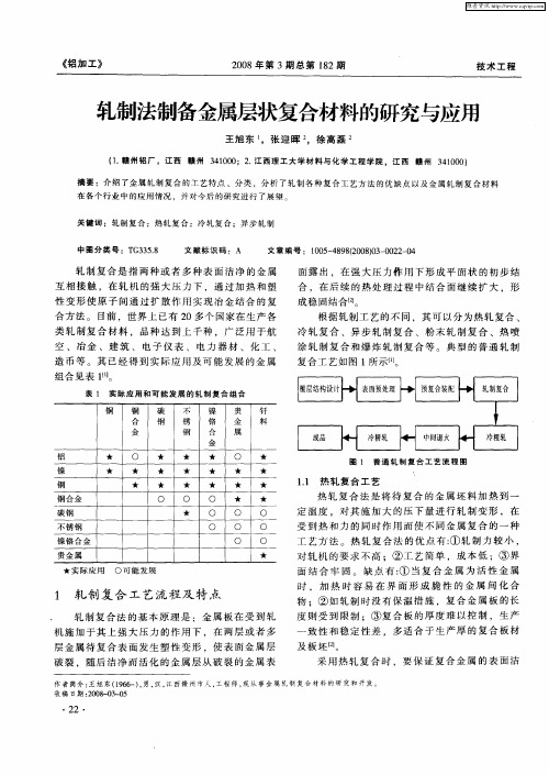 轧制法制备金属层状复合材料的研究与应用