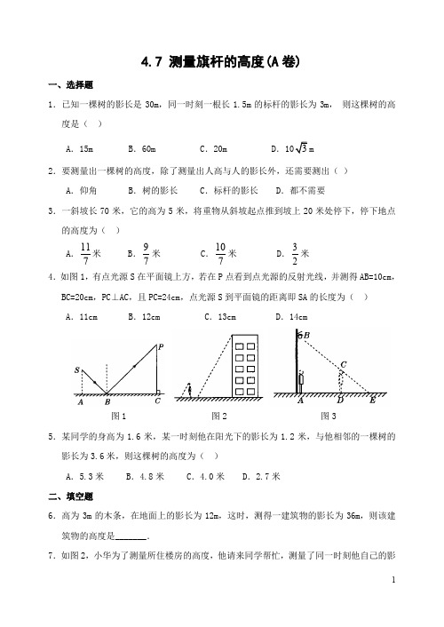 4.7 测量旗杆的高度(A卷)(含答案)