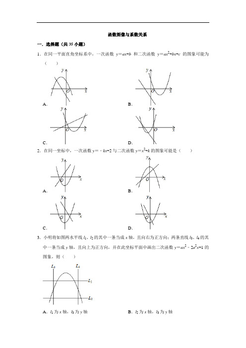 2020中考数学专题复习  二次函数图像性质与系数关系专题