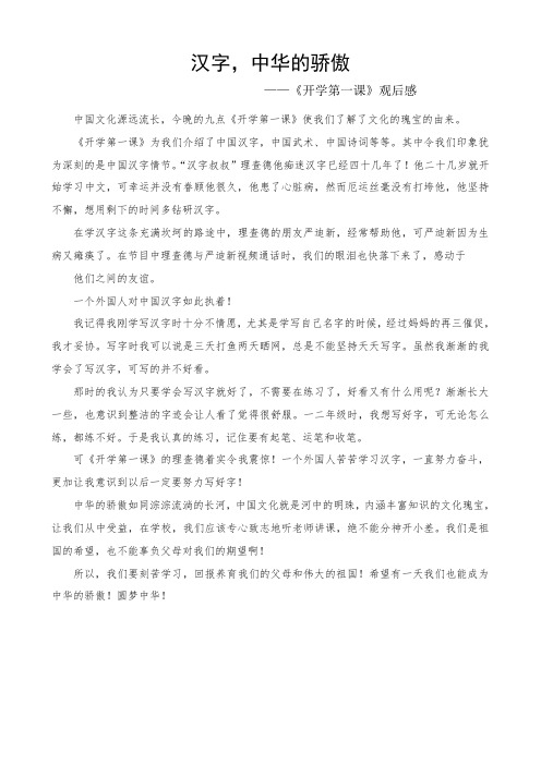 1小学生习作：汉字,中华的骄傲