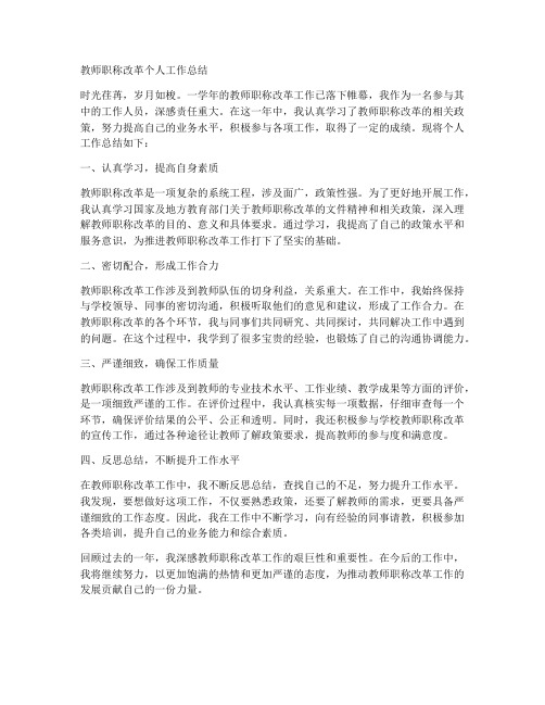 教师职称改革个人工作总结