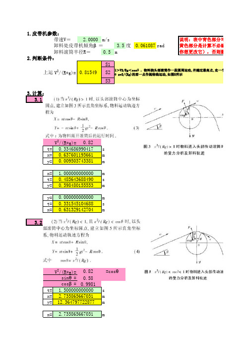 带式输送机头部滚筒卸料运动轨迹计算