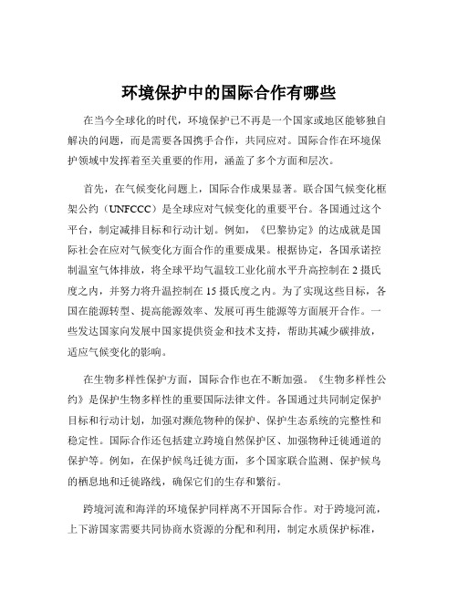 环境保护中的国际合作有哪些