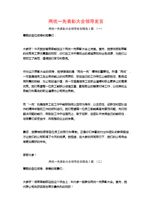 两优一先表彰大会领导发言2篇