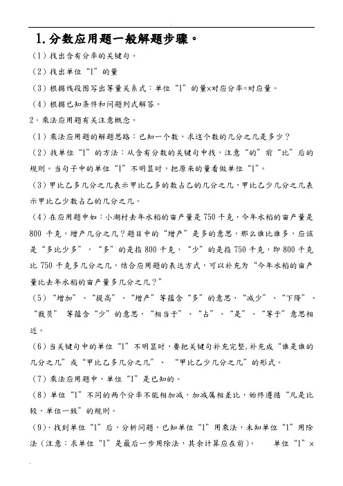 分数乘除法应用题的解题方法及对比练习题(经典题型)