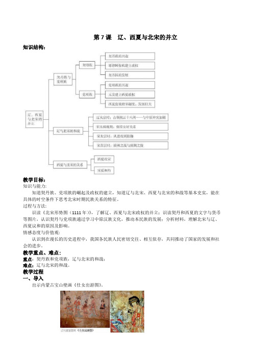 2020春部编人教版七年级(下)历史 第7课  辽、西夏与北宋的并立 教案设计