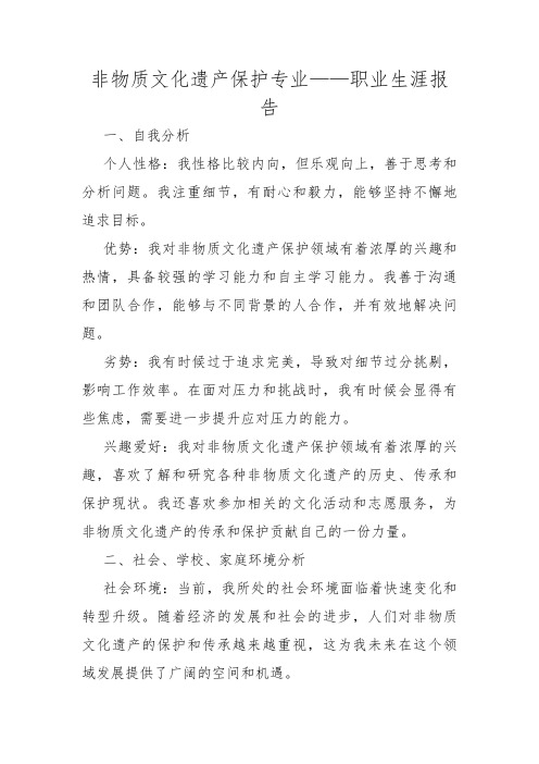 非物质文化遗产保护专业——职业生涯报告