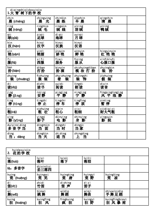 2018部编版三年级语文上册生字组词(带拼音)