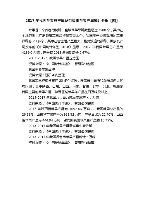 2017年我国苹果总产量及各省市苹果产量统计分析【图】