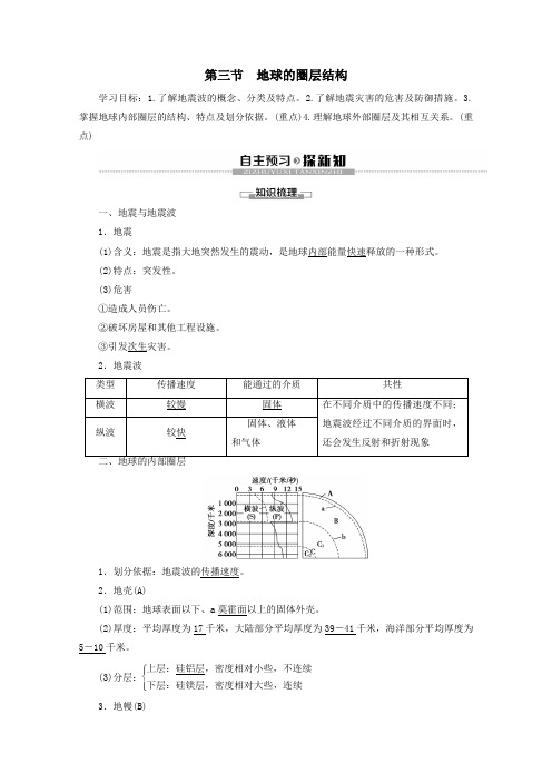 2020版新教材高中地理第1章宇宙中的地球第3节地球的圈层结构讲义湘教版必修1