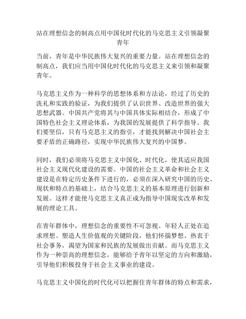 站在理想信念的制高点用中国化时代化的马克思主义引领凝聚青年