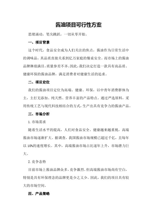 酱油项目可行性方案