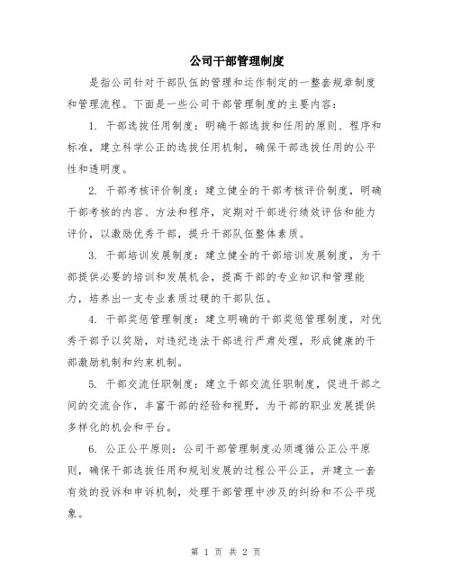 公司干部管理制度