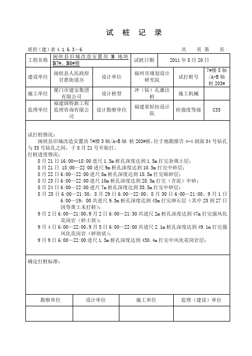 试桩记录 7号楼203#