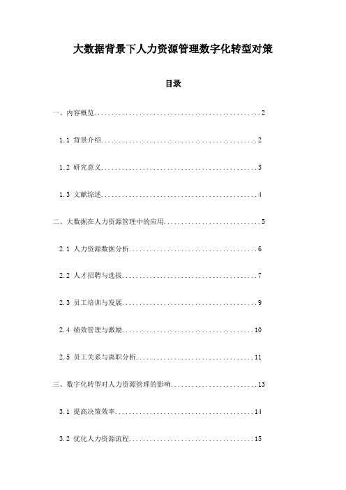 大数据背景下人力资源管理数字化转型对策