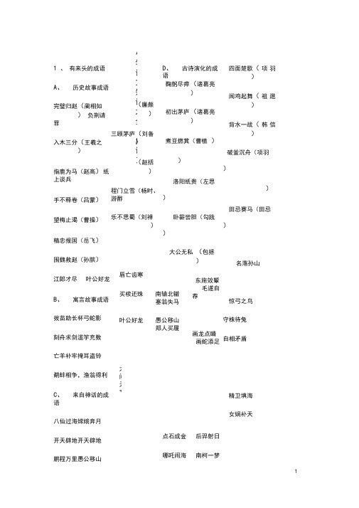 小学语文知识大全(成语集)