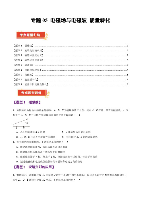 电磁场与电磁波 能量转化【考题猜想】18题9大类型原卷版-2025学年高二物理上学期期中鲁科版必修三