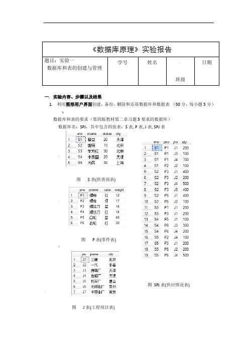 DB1-西工大数据库实验一数据库及表的创建和管理